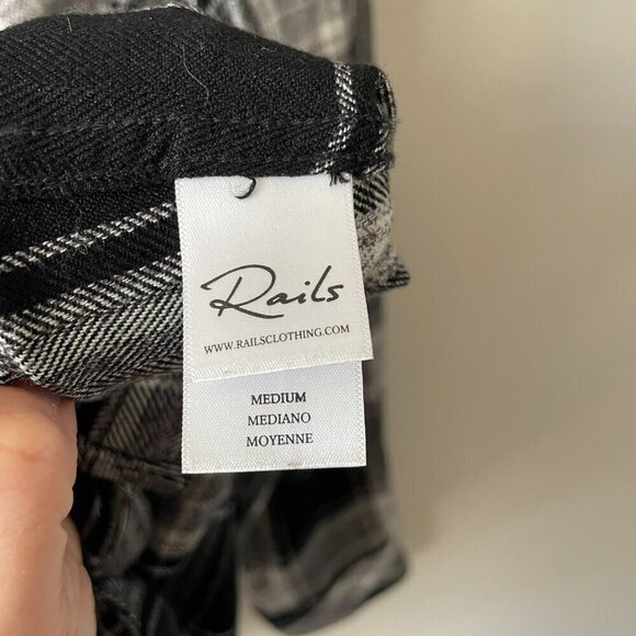 Rails Plaid Pattern Long Sleeve Collared Button Up Shirt Black Gray Medium - Picture 6 of 6